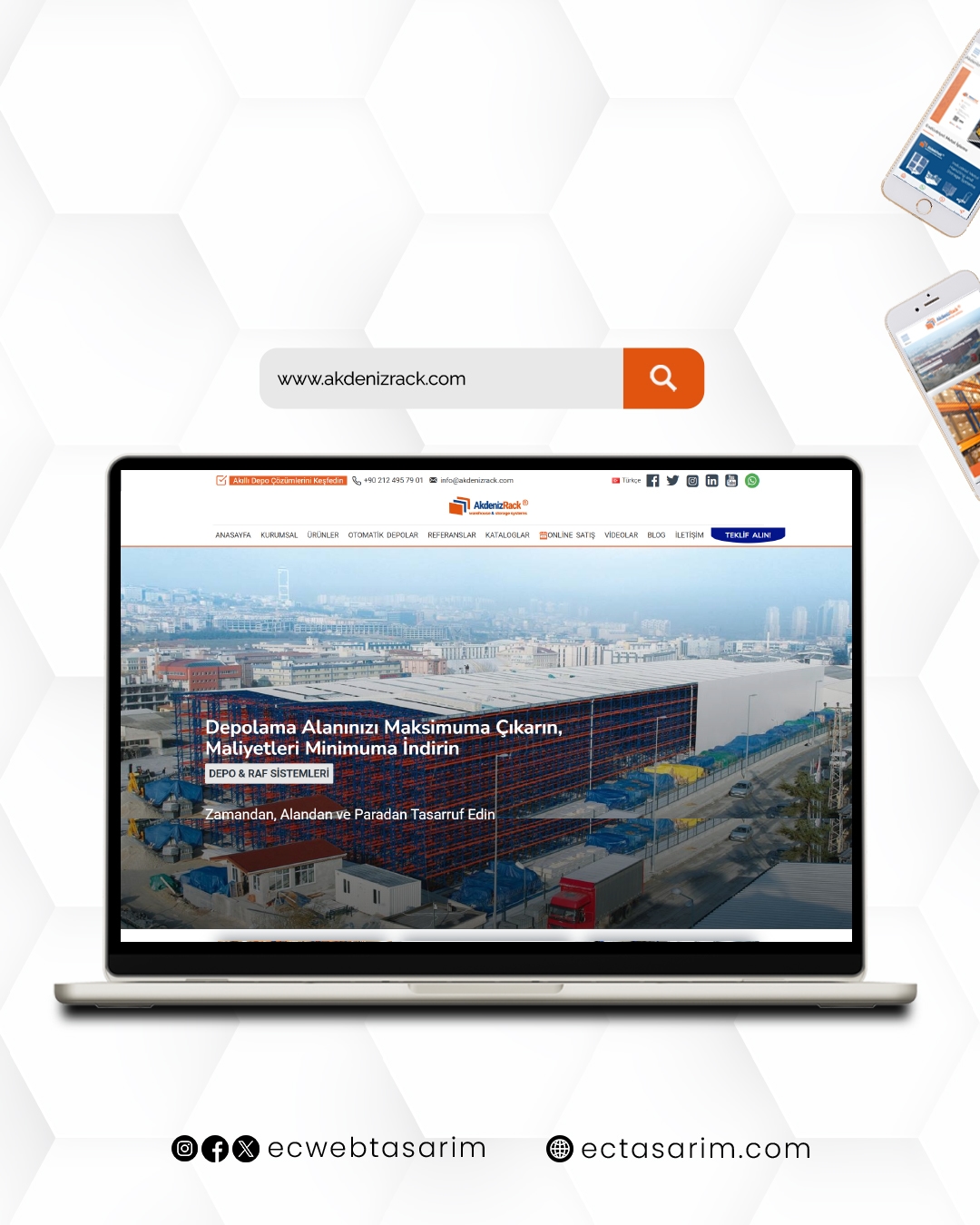 AkdenizRack depo raf sistemleri web sitesi – kurumsal tasarım