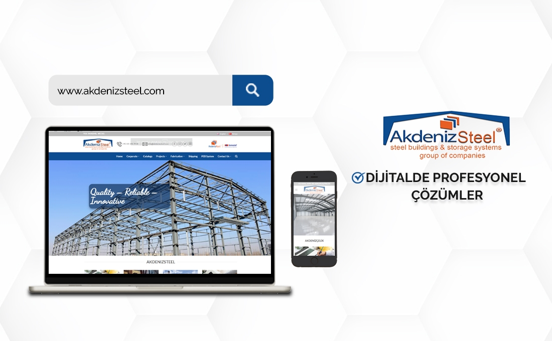 AkdenizSteel çelik konstrüksiyon ve endüstriyel yapı çözümleri web sitesi