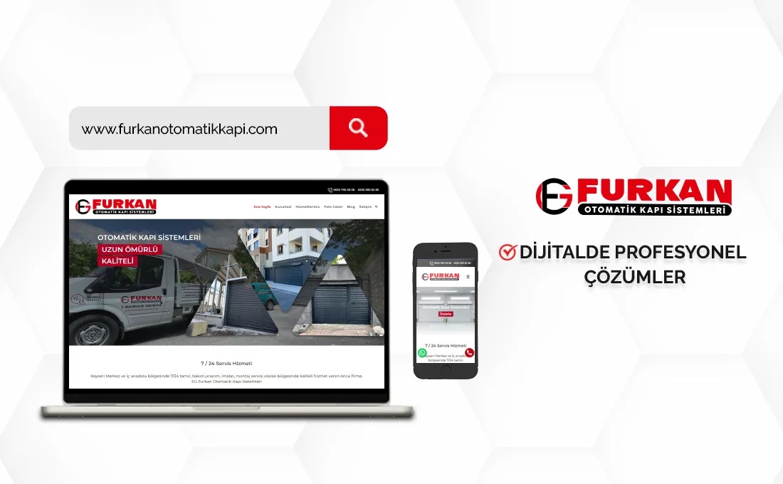 Furkan EG Otomatik Kapı Sistemleri web sitesi – EC Web Tasarım referans projesi