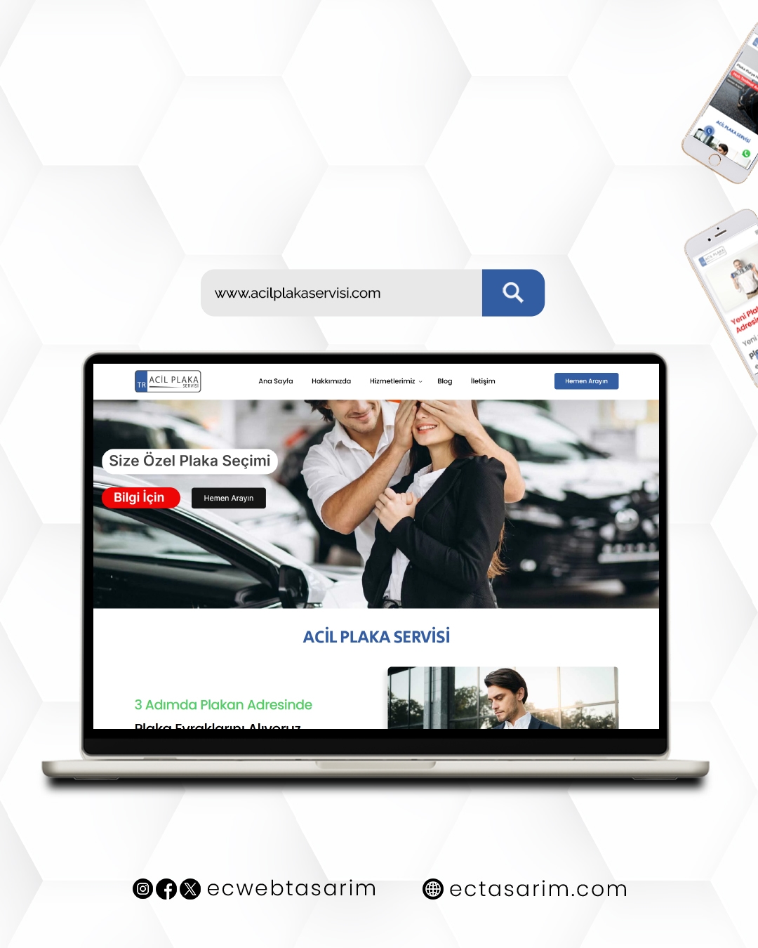 Acil Plaka Servisi web sitesi – hızlı plaka hizmetleri ve dijital tasarım