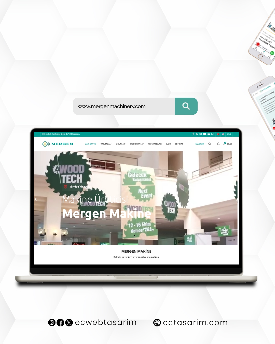 Mergen Machinery ağır ekipman ve endüstriyel makine çözümleri web görseli