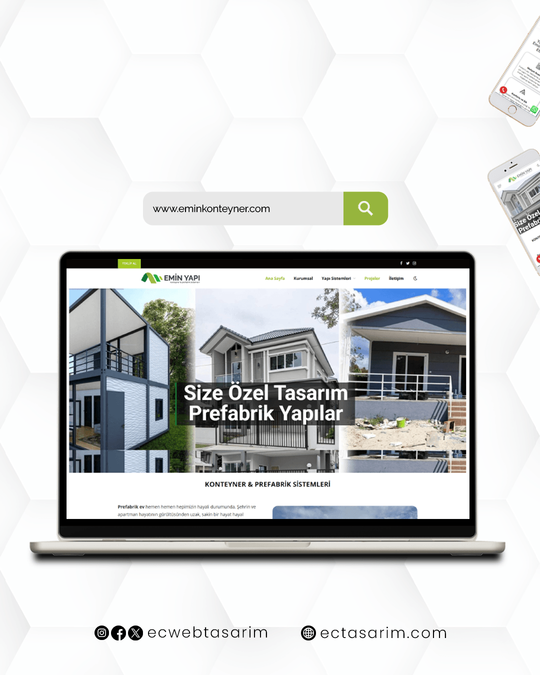 Emin Konteyner web sitesi – konteyner çözümleri ve ürün vitrini tasarımı