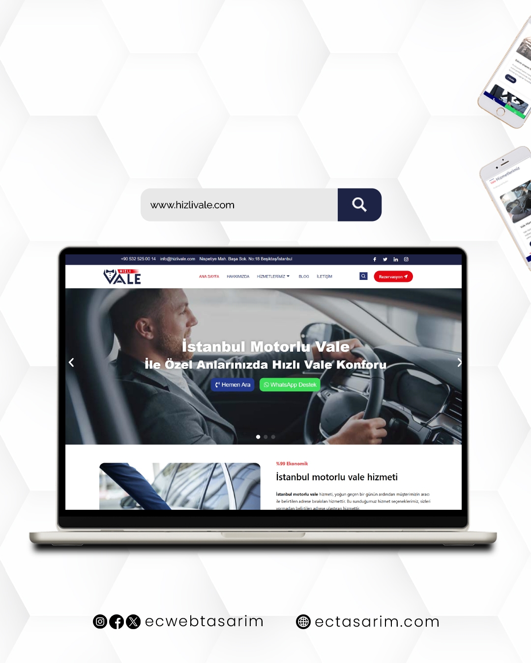 Hızlı Vale web sitesi – vale hizmetleri ve hızlı servis web tasarımı