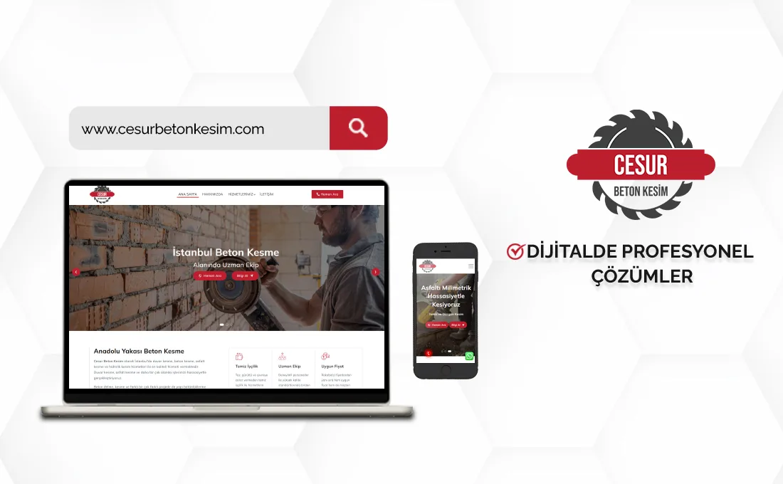 Cesur Beton Kesim web sitesi – beton kesim, delme ve yıkım hizmetleri
